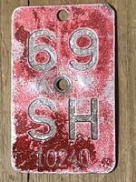 SH 69 - VELONUMMER - FAHRRADSCHILD - PLAQUE DE VELO - SH 69