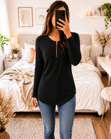 Schwarze Tunika Gr. 36 – Longshirt Bluse