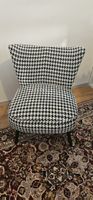 Retro Armchair, Houndstooth Pattern, Black Legs
