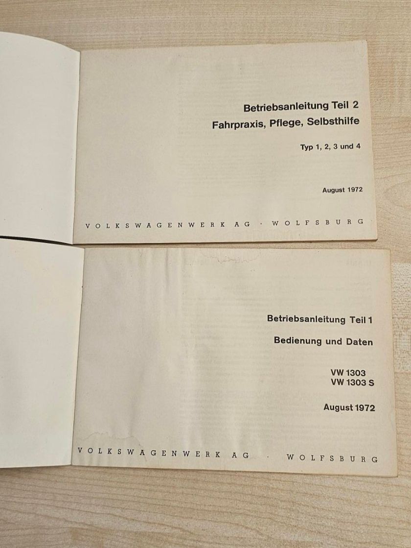 VW Dokumente: VW Käfer 1303 Betriebsanleitung, August 1972 – Gebraucht aus Reinach AG von 911356 1