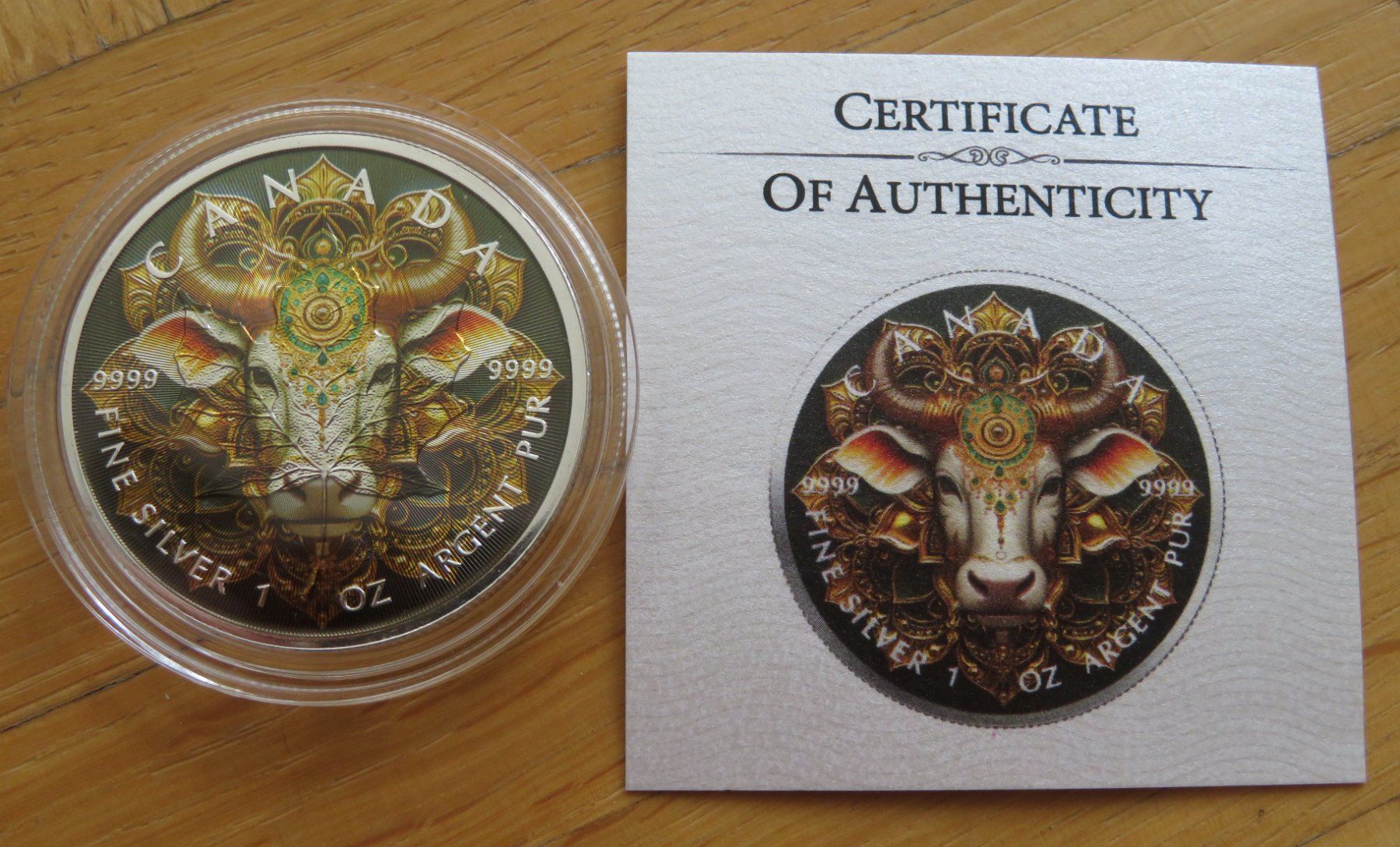 Tutti le monete: Maple Leaf 2025 Farbiger Round Mandala Buffalo1OZ SILBER – Nuovo (secondo la descrizione) da Wetzikon ZH venduto da Nicki6 1