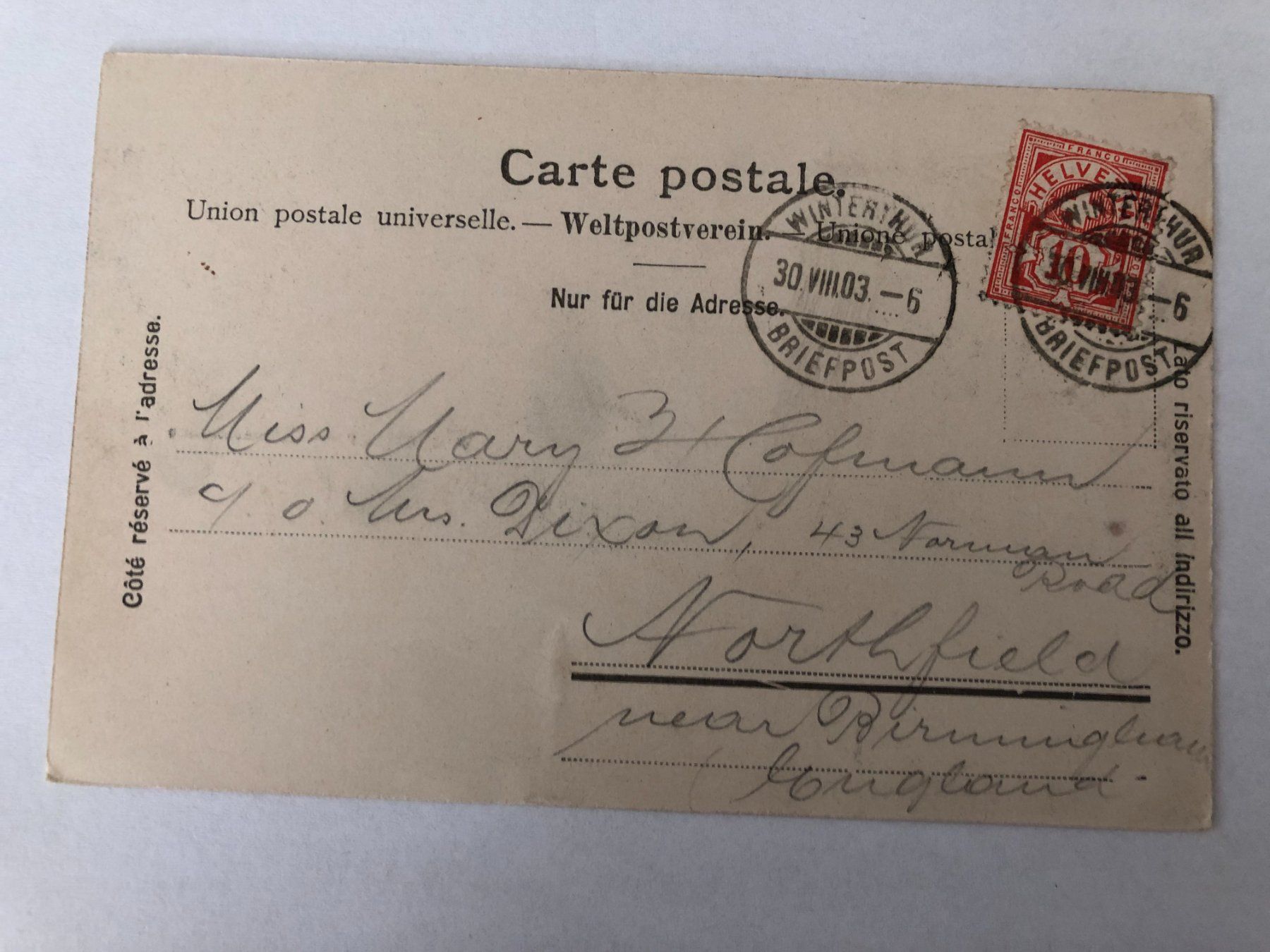 Ansichtskarten: Winterthur - Römerstrasse 1903 – Gebraucht aus Pfäffikon ZH von Waltoversand 1