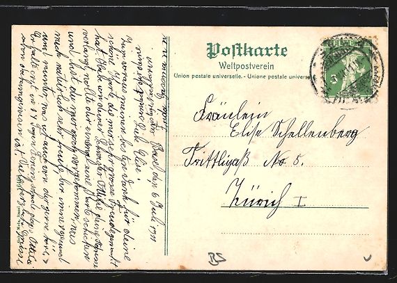 Ansichtskarten: AK Basel, Frauenspital, Eckansicht, 1911 – Gebraucht aus Berlin von bartko-reher 1