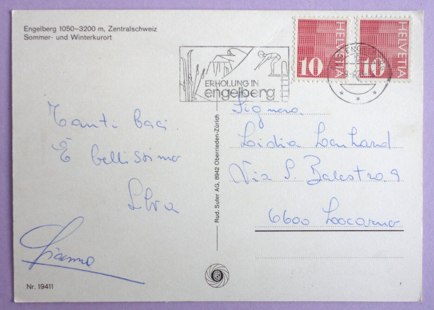 Cartoline postali: Engelberg 1050-3200 m – Usato da Fétigny venduto da Billy2miny 1
