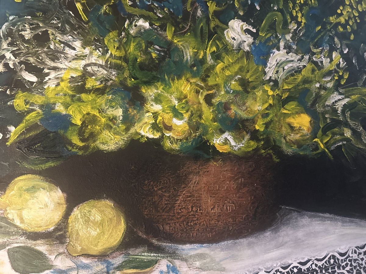 Dipinti: Blumen & Zitronen Öl-Gemälde gerahmt – Usato da Glarus venduto da KunstWerkEr-LS87 1