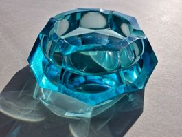 Exklusiver, blauer Vintage Aschenbecher aus Kristallglas!