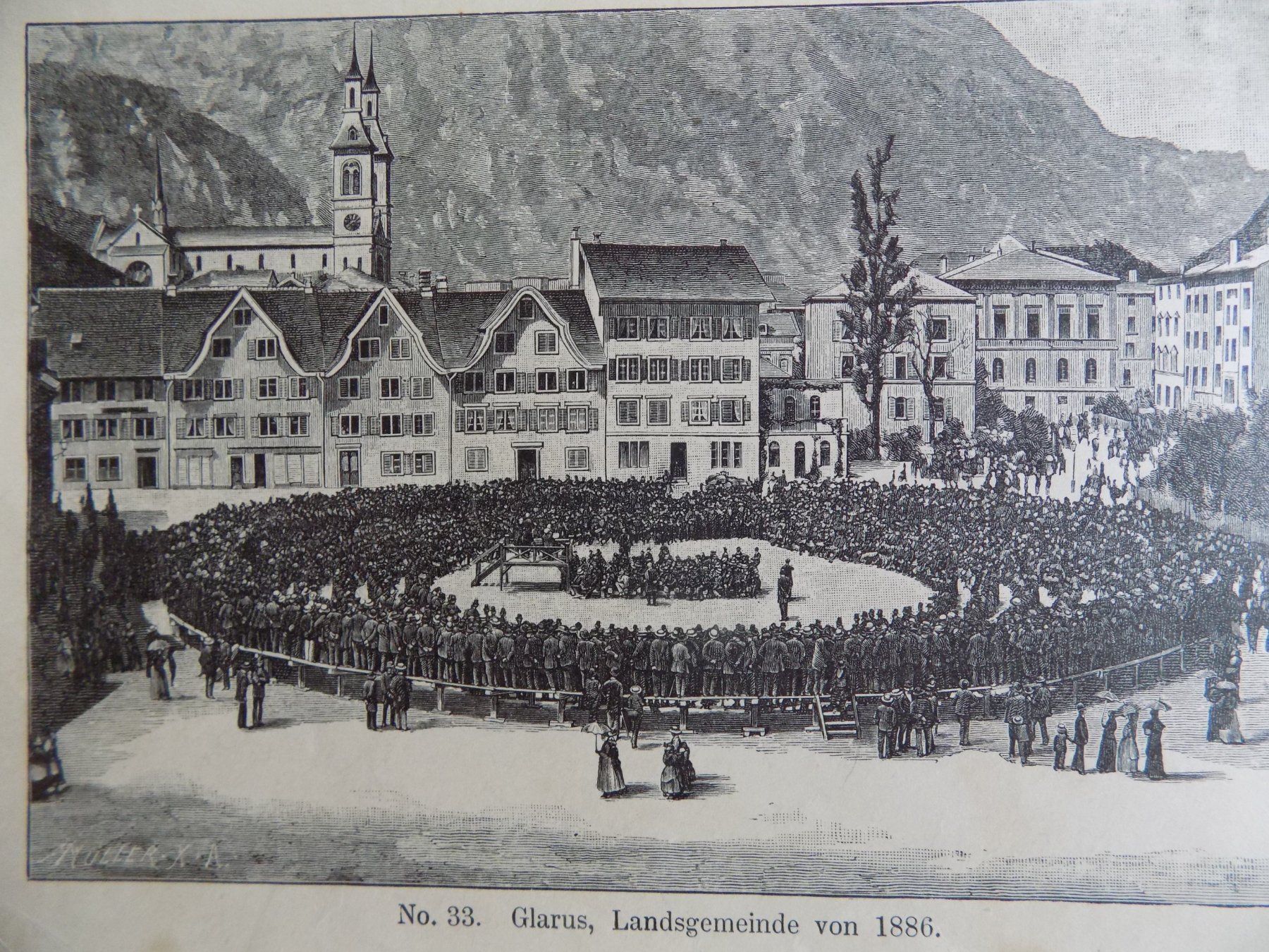 Incisioni: Glarus Landsgemeinde von 1886 – Usato da Risch venduto da Antikfee 3