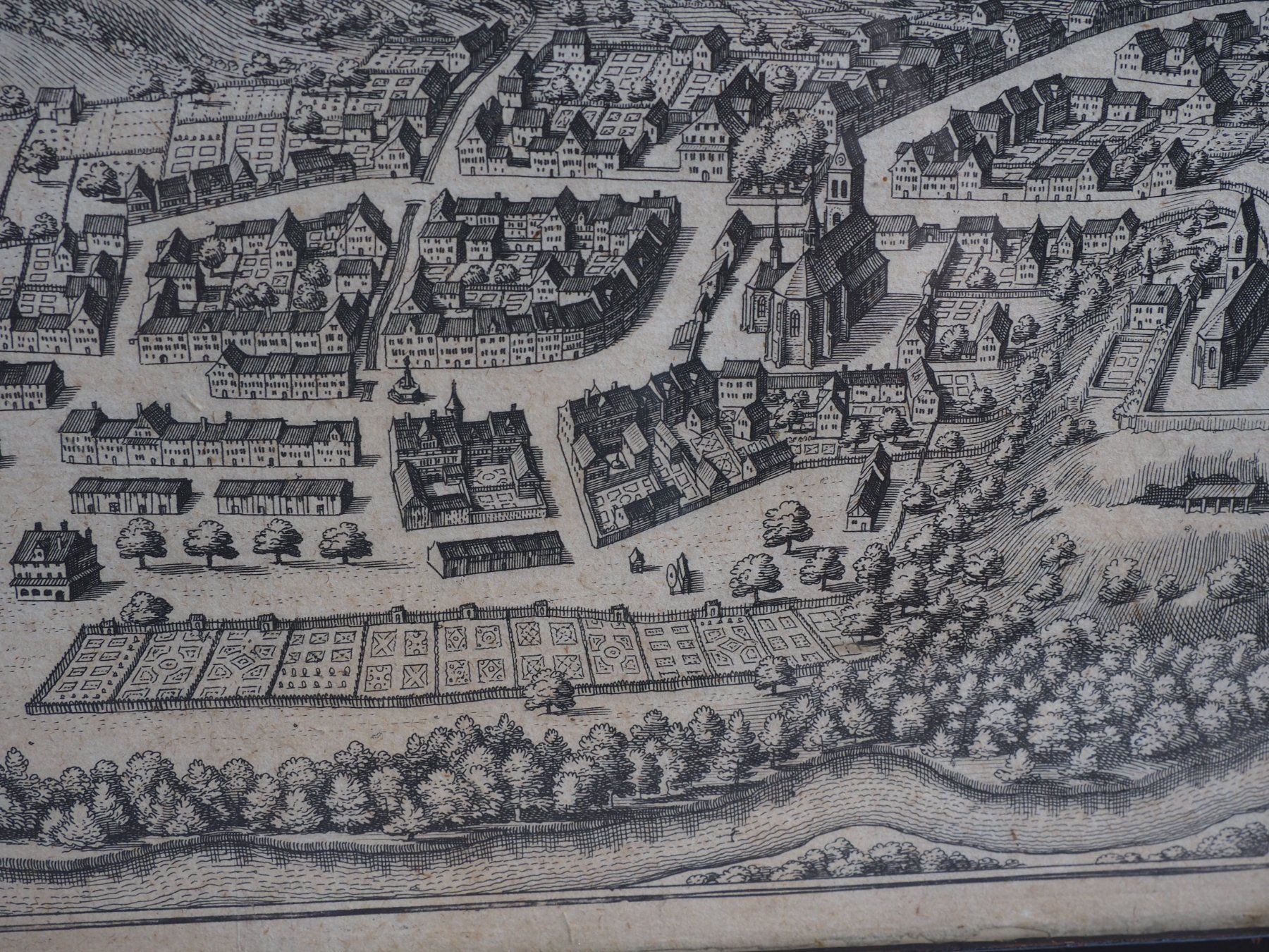 Stiche: Bild von Glarus, wahrscheinlich Matthäus Merian, ca 1650 – Gebraucht aus Schänis von Lobelie1 3