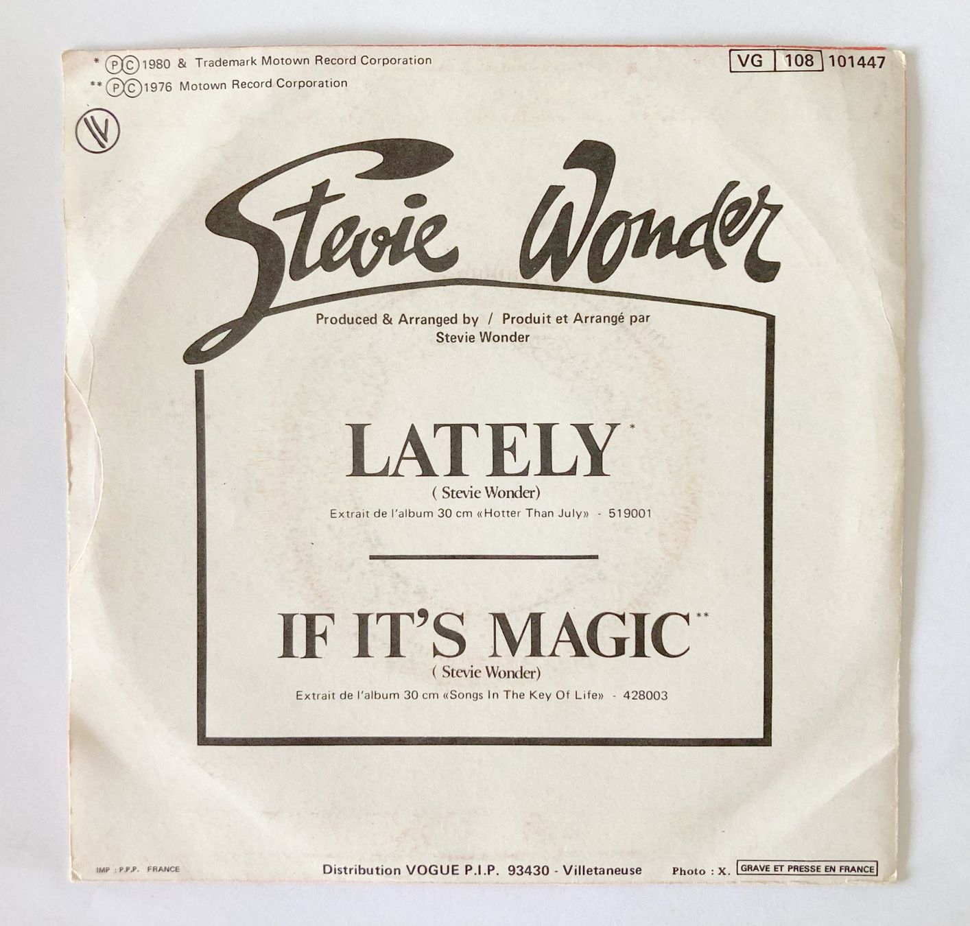 Vinyles: STEVIE WONDER - LATELY – D'occasion à Bottens par hotter-than-hell 1