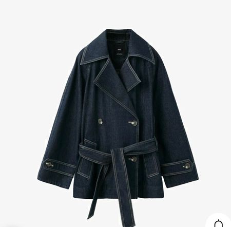 Mango Jeansjacke dunkelblau mit Gürtel gebraucht Zustand