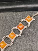 Vintage 925er Silber Armband natürlichen Bernsteine 80er Top