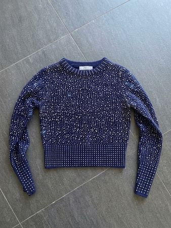 Zara Pullover dunkelblau mit Steinen Grösse S neuwertig