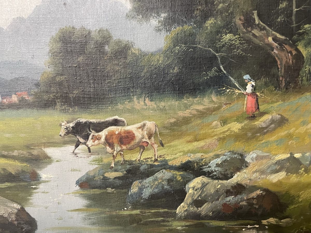 Tableaux: Gemälde Landschaft mit Hirtin signiert – D'occasion à Hindelbank par chinok01 5