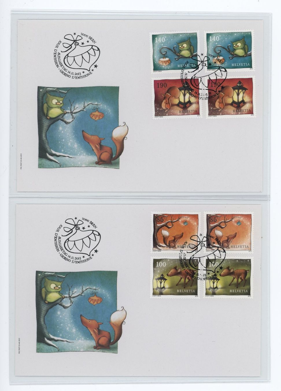 Tutti i francobolli: Sondermarken Weihnachten 2013, Combo-FDCs – Usato da Utzigen venduto da sprint.007