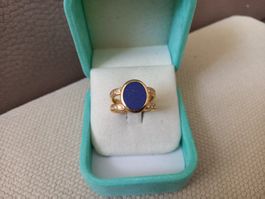 Sehr schöner antiker-Ring mit Lapislazuli und 12 Brillanten