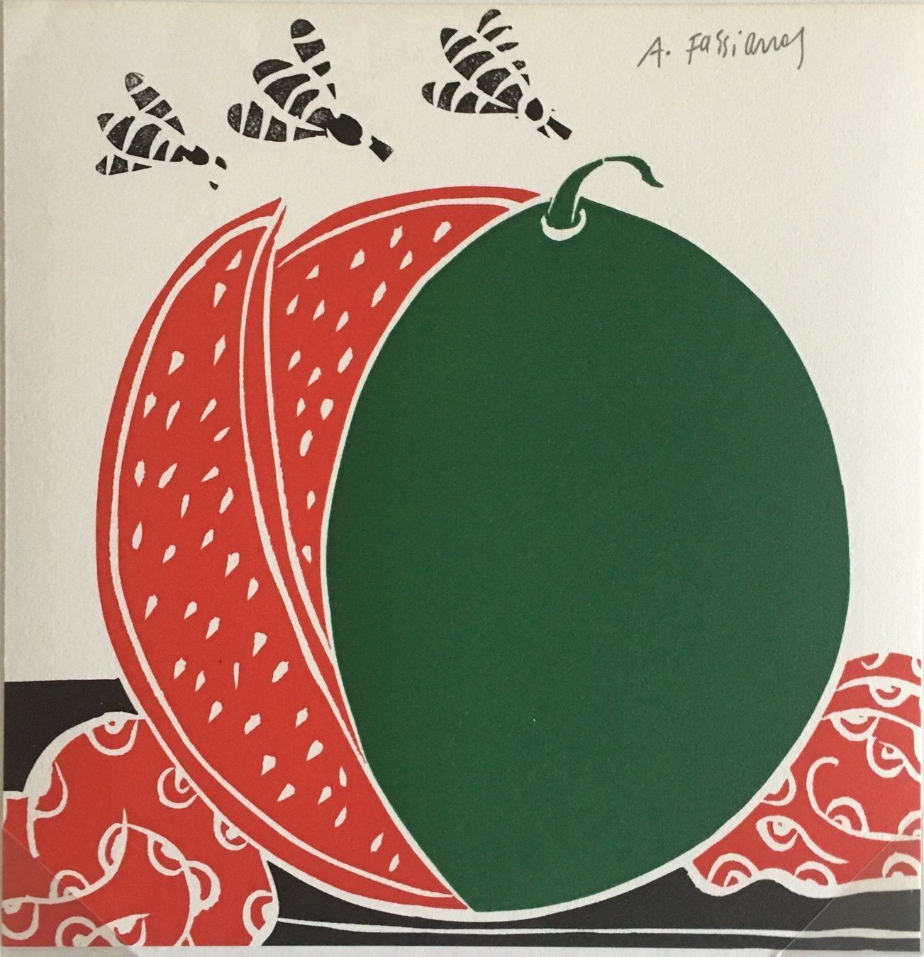 Grafica & Litografie: Alecos Fassianos     "Pastèque"   FARBLINOLSCHNITT – Usato da Nennigkofen venduto da Sommersonnen