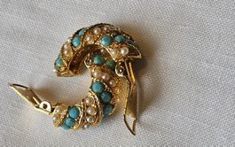 Elegante Vintage Ohrringe, Türkis/Perlchen