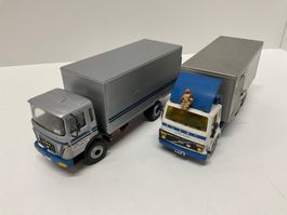 LKWs zwei Stk 1:50, Volvo und MAN, Bespielt, Marke Unbekannt