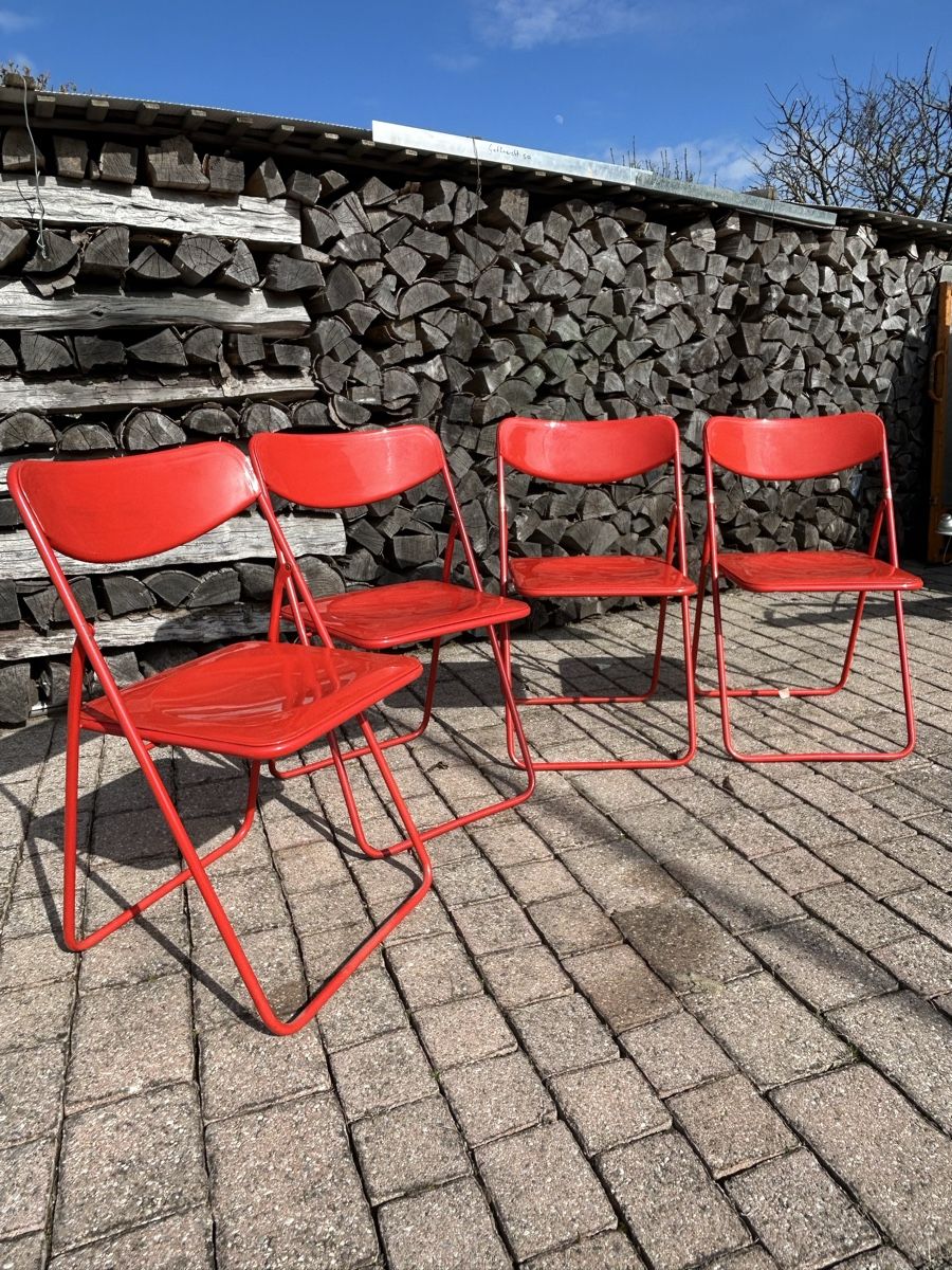 Ikea Sedie: 4x Chaises pliantes rouges IKEA, rétro – Usato da Thierrens venduto da Bigla
