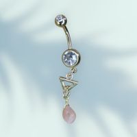 Bauchnabelpiercing gold Triangel mit Peach Mondstein