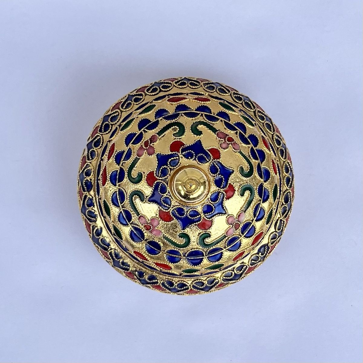 Portagioie: Dose mit Deckel, Gold farbig, Cloisonné-Emaille – Usato da Winterthur venduto da avelotte 2