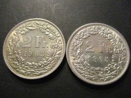 2 x 2.- Fr  1963 + 65  Pièces magnifiques  Top qualité