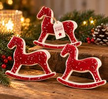 Neuware Weihnachten Keramik 3 Pferde 15 cm hoch