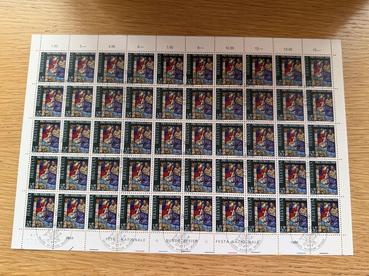 Alle Briefmarken: Pro Patria Bogen Satz 1969 – Neu (gemäss Beschreibung) aus Murgenthal von Tina_4055 4