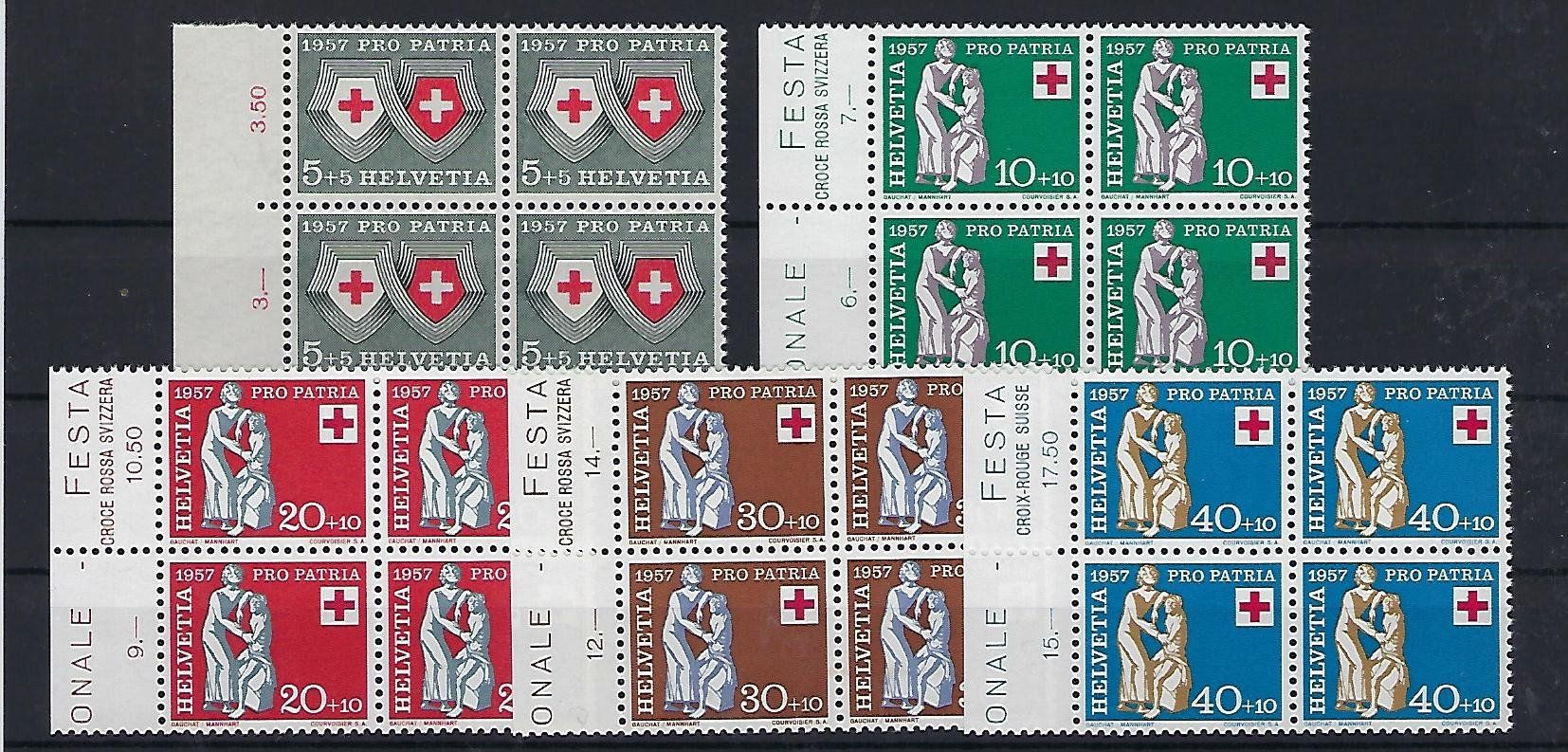 Tutti i francobolli: Pro Patria Viererblocks 1957 postfrisch     14707 – Usato da Lunden venduto da Animus999