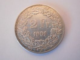 2 Fr. 1901 silber  sehr gute Erhaltung -vorz