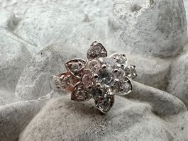 Traumring - Stern Blume - Fianit Edelsteine - 54,5 - Silber