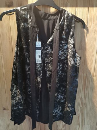 Esprit Damen Weste, neu mit Etikett, Gr. 36, Schwarz/Silber