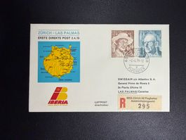 Iberia Erstflugbrief Zürich-Las Palmas 1979