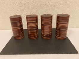 Kerzen ca. 7x15 cm, braun marmoriert, 4 Stück, je ca. 580 g