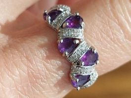 💜 Amethyst Ring 925 Silber verstellbar ✨