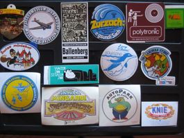 Autocollants vintage 52p. Parcs, Bains, Musée et Zoo!