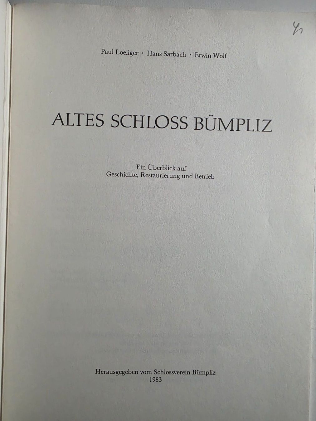 Libri: Altes Schloss Bümpliz - 1983 - – Usato da Walterswil BE venduto da Lonitti 7