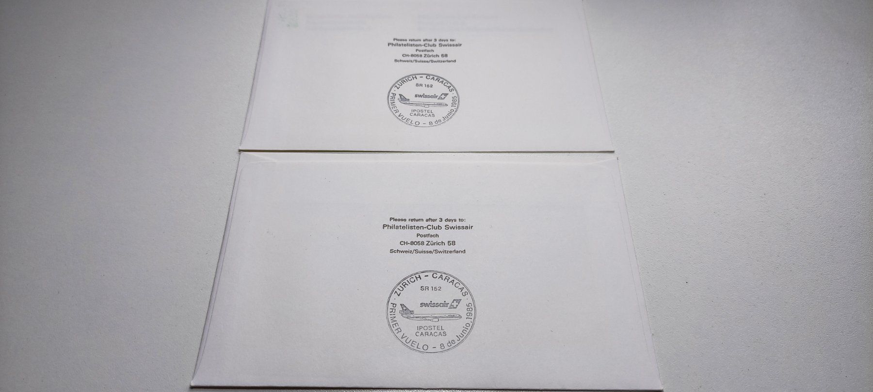 Tutti i francobolli: 2x Ersttagsbrief Swissair 1985 – Usato da Baar venduto da Maxlee75 1