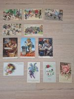 12 gelaufene Vintage Kunstkarten (ca. 1940/1950)