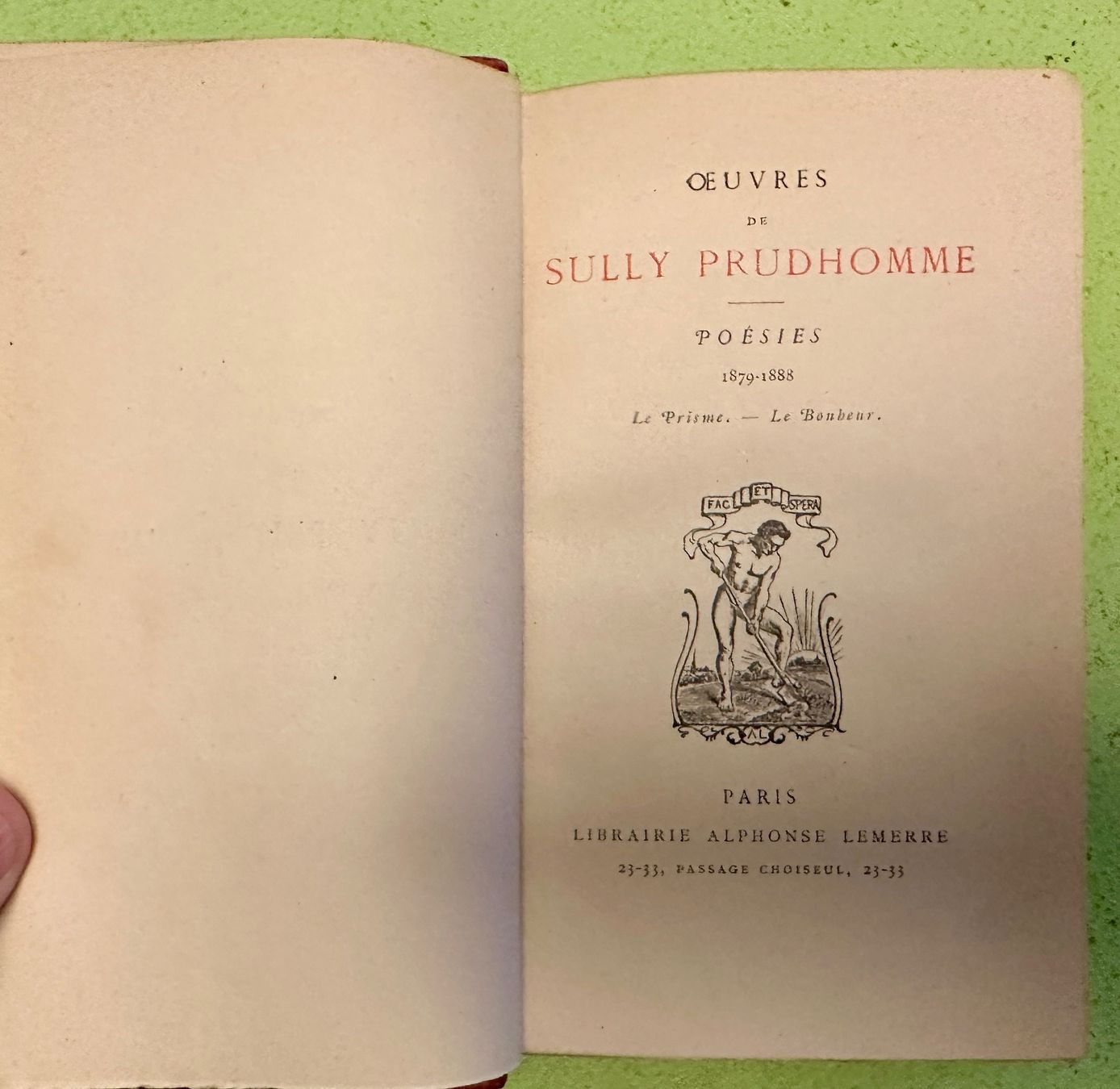 Libri: Sully Prudhomme: Poésies. – Usato da Zürich venduto da allp 2