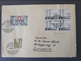 1953, Briefumschlag von Winterthur nach Luzern  /  Abart 