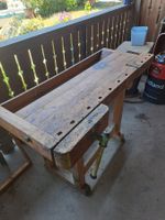 Werkbank mit Schraubstock  ca 140 cm, gebraucht