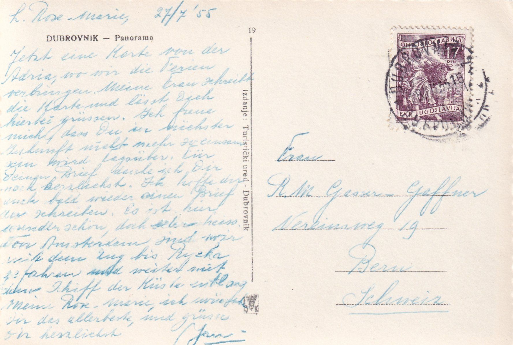 Cartoline postali: Dubrovnik (Panorama, belebt) /mp – Usato da Hombrechtikon venduto da Rudolf07 1