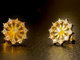 Gold Ohrstecker Zirkonia Blume Strass Elegant Festlich Gesch