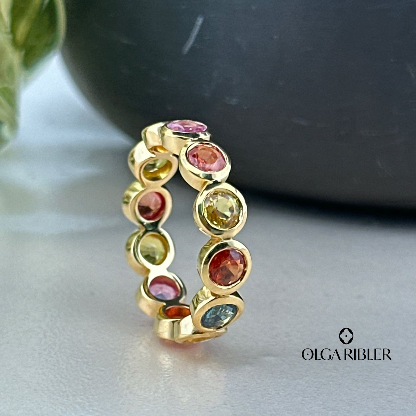 Olga Ribler Bagues: Multisaphir Memory Ring  Silber gelbvergoldet Grösse 54 – Neuf (Voir description) à Luzern par Schmuckoutlet 5