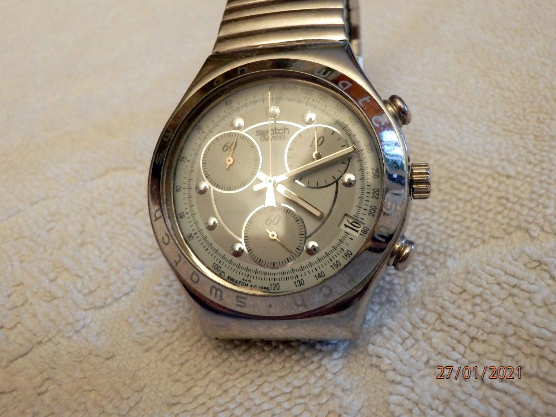 Orologi: Swatch, Chronograph, 40mm,1995, Flexband – Usato da Ueberstorf venduto da dinbau 1