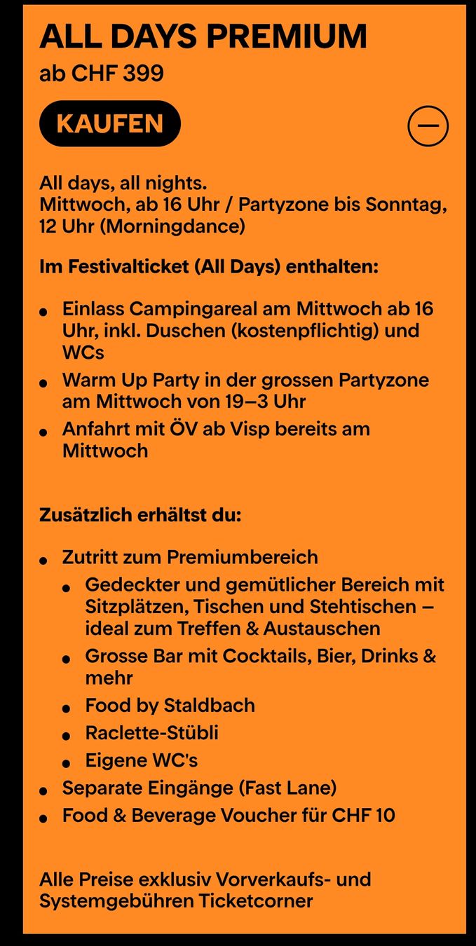 Biglietti: 2x Openair Gampel Ticket 2026 - all days premium – Nuovo e nell'imballaggio originale da Ostermundigen venduto da YA77 1
