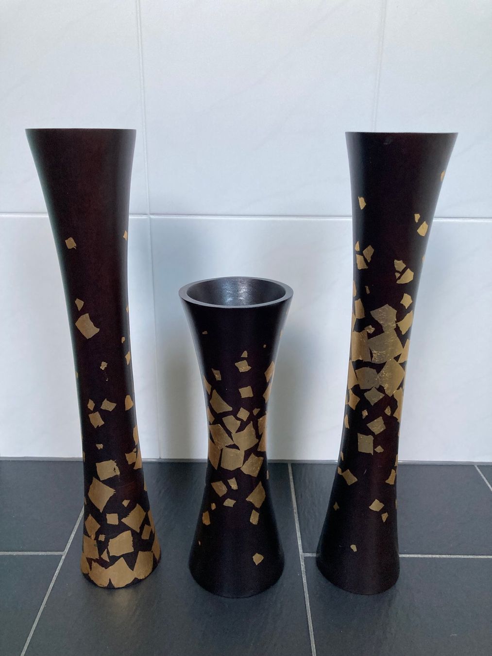 Vasi & Recipienti: 3 exclusive Vasen aus Holz mit Gold – Usato da Büsingen venduto da aue_2mh6 2