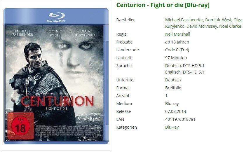 Tutti i DVDs: Centurion - Fight or die [Blu-ray] – Usato da Buchrain venduto da Sssschaller