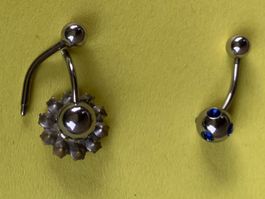 3 x Piercing bauch blume/kugel blau